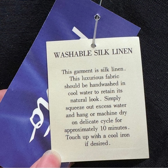 NWT Silk Linen Blend Lightweight Sleeveless Midi Maxi Dress Size L Black - Picture 9 of 9